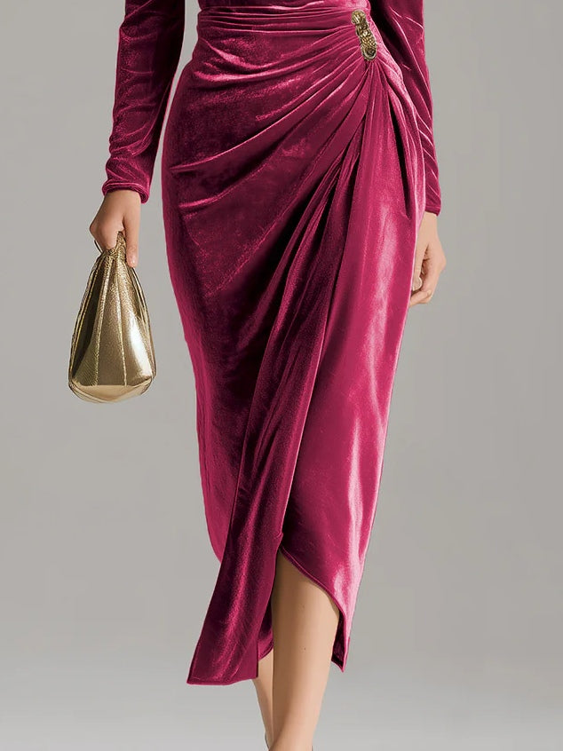 Draped Satin Midi Dress – Effortless Glamour, All-Day Confidence