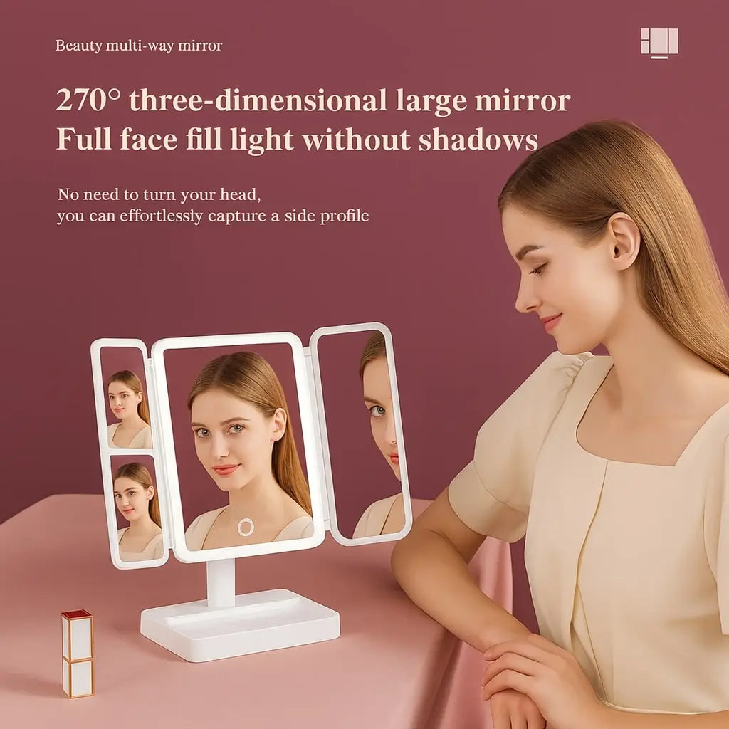 TriGlowTM Illuminated Trifold Vanity Mirror