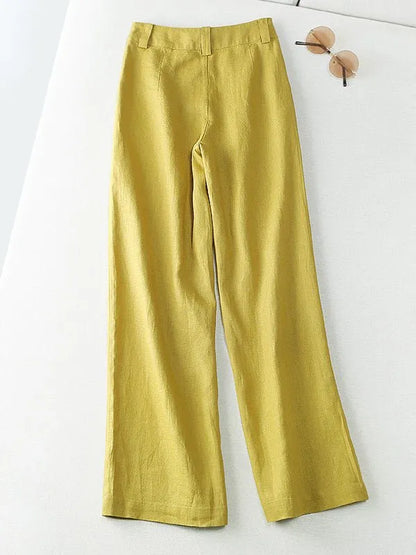 100% Linen Loose Thin Straight-Leg All-Match Casual Pants