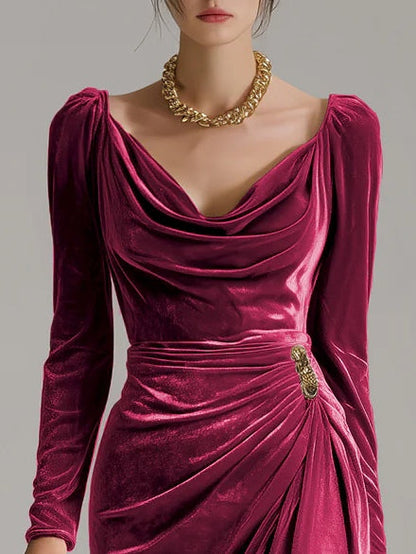 Draped Satin Midi Dress – Effortless Glamour, All-Day Confidence