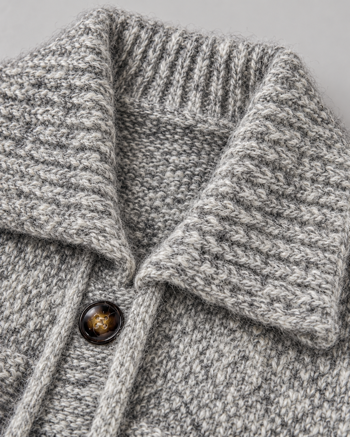 Women's Textured Wool Cardigan – Collared Button-Up Sweater with Pockets