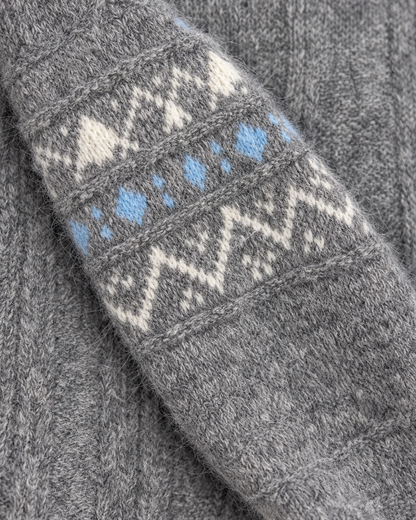Women's Fair Isle Wool Sweater – Collared Three-Button Knit Pullover