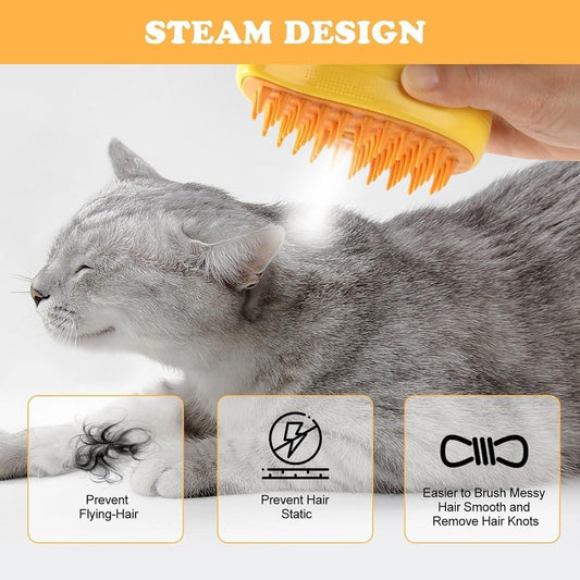 CharmPawsTM Coat Refreshing Steam Brush - For Cats & Do