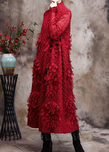 Red Feather  Maxi Dress Plus Size Long Dresses