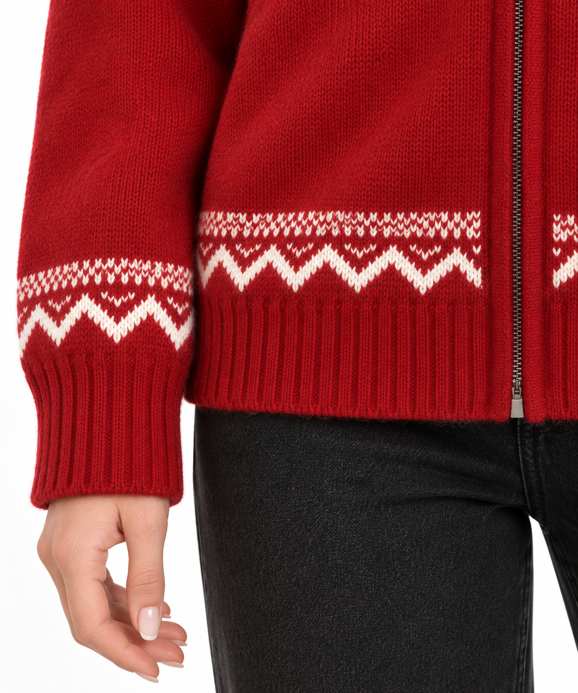 Women's Fair Isle Half-Zip Pullover Sweater – Nordic Snowflake Knit Top