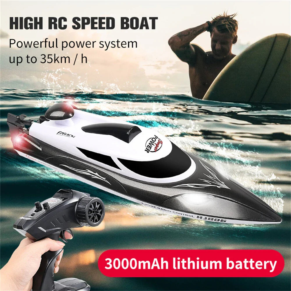 Boat High Speed LED Light Speedboat Capsizing Reset Waterproof 35km/h Electric Racing Vehicles Models Lakes Pools Remote Control Toys