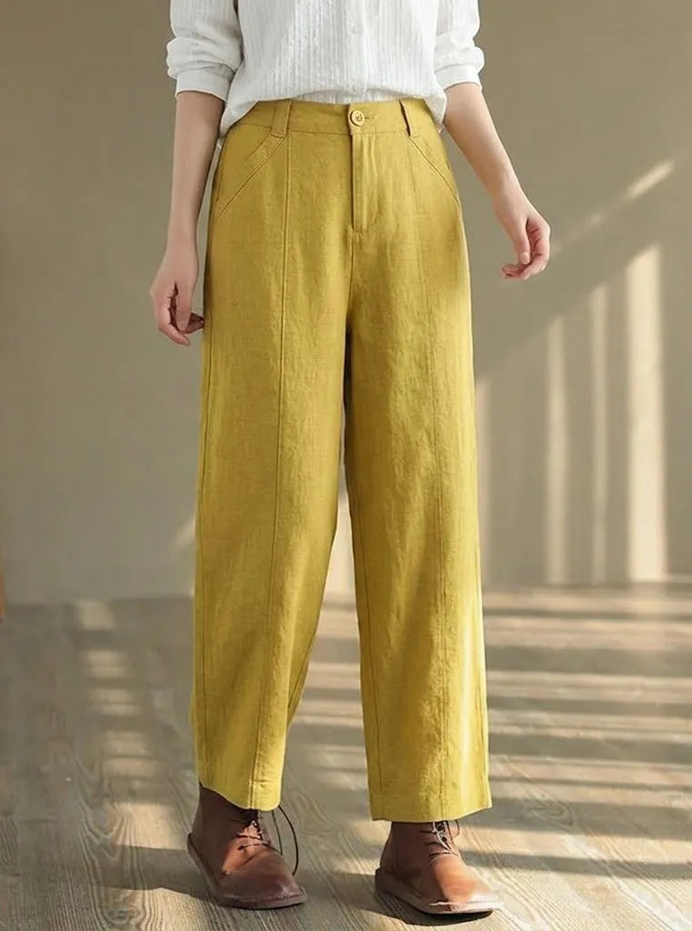 100% Linen Loose Thin Straight-Leg All-Match Casual Pants