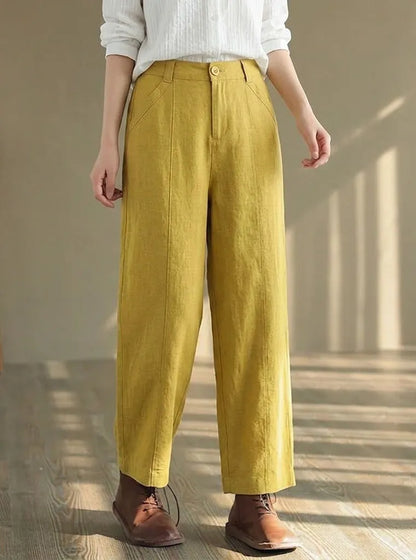 100% Linen Loose Thin Straight-Leg All-Match Casual Pants