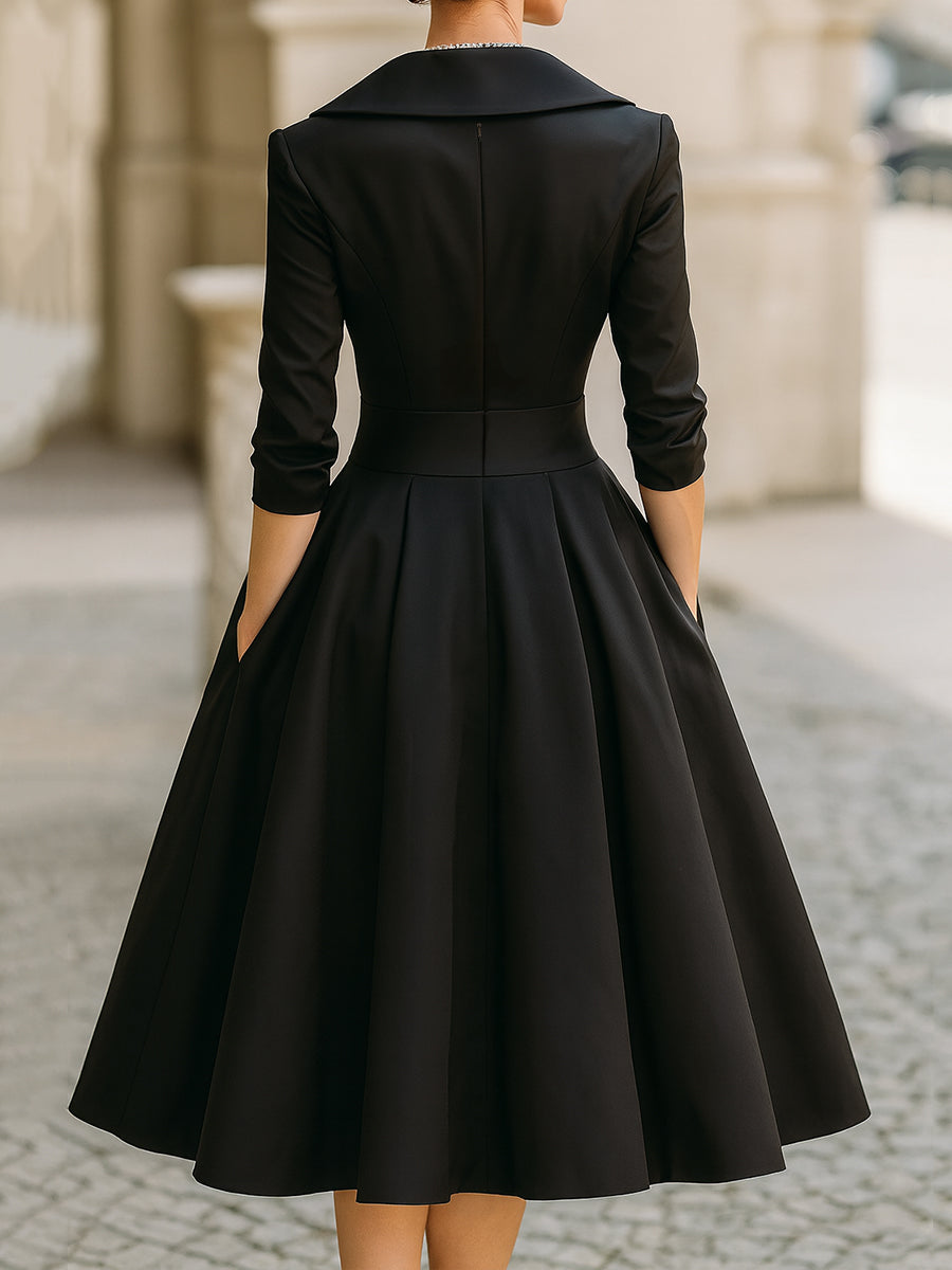 Chic Black Midi Dress – Perfect for Work, Evening & Events