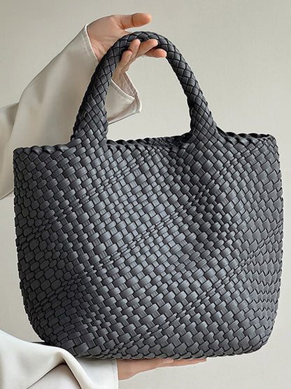 Solid Color Woven Tote Handbags Bags