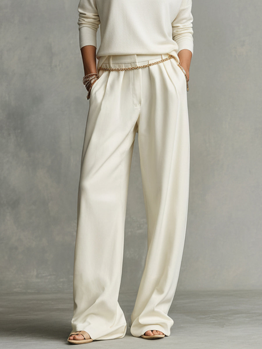 Women's Ivory Soft Knit Turtleneck with Oversized Silhouette & High Neck, Contemporary Effortless-Chic Style Top