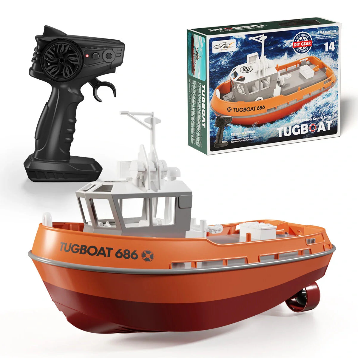 Rc Boat Powerful Dual Motor Wireless Electric Remote Control Tugboat Model Toys for Boys Gift