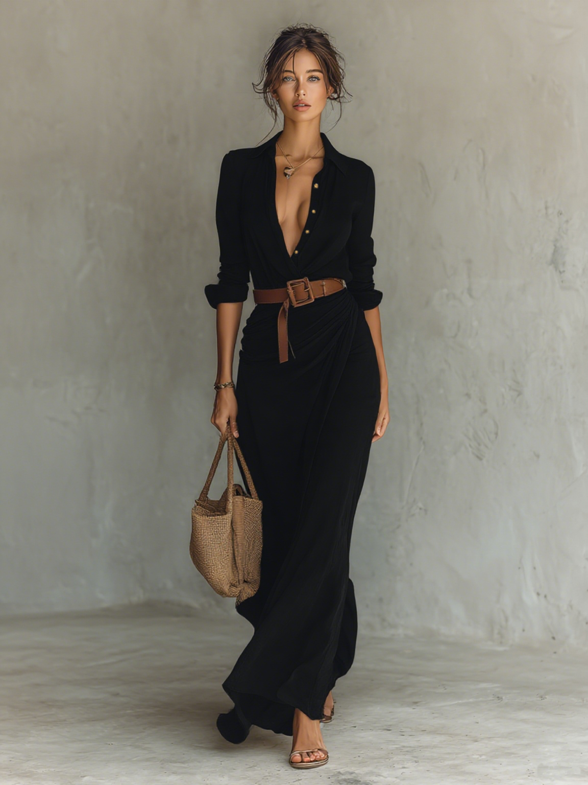 Aphrodite Silken Maxi Dress (Includes belt)