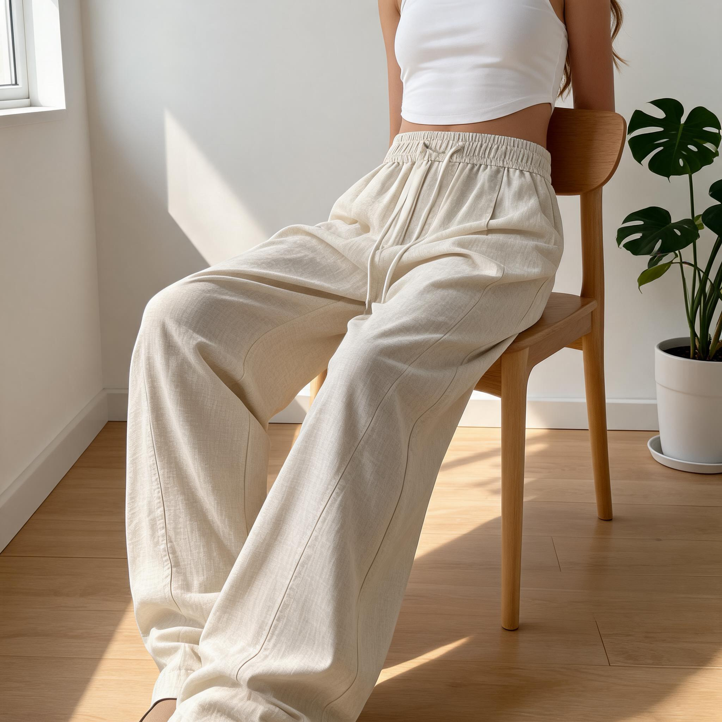 Old Money Style Faux Linen Wide-Leg Pants – Relaxed, Breathable & Effortlessly Elegant