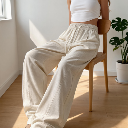 Old Money Style Faux Linen Wide-Leg Pants – Relaxed, Breathable & Effortlessly Elegant