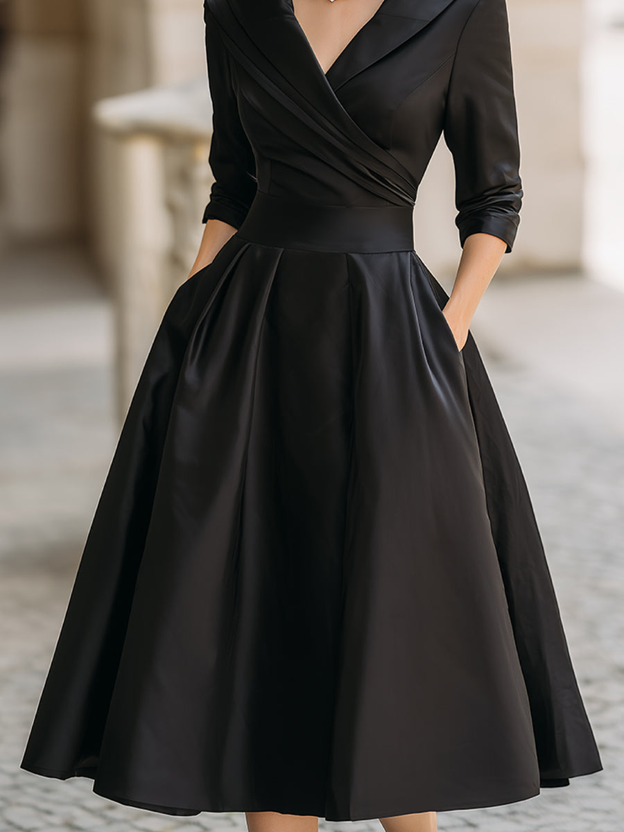 Chic Black Midi Dress – Perfect for Work, Evening & Events