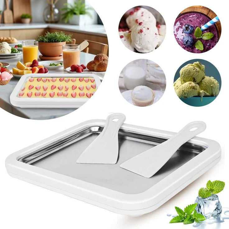 Ice Cream Maker Pan with Scrapers Rolled Ice Cream Pan