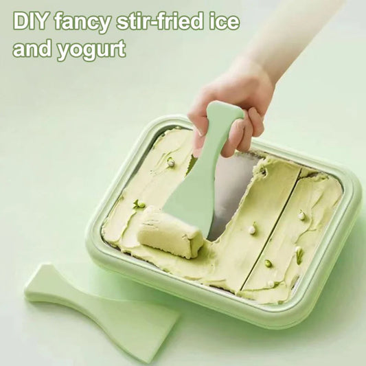 Ice Cream Maker Pan with Scrapers Rolled Ice Cream Pan