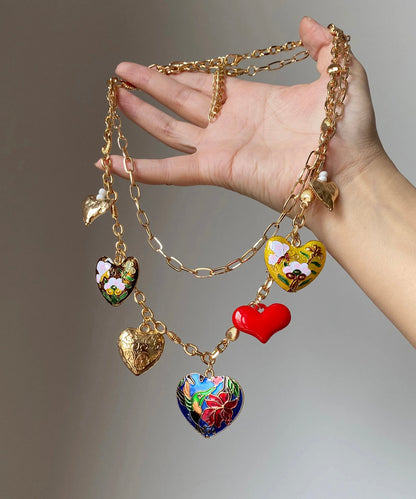 Beautiful Rainbow Copper Alloy Love Floral Pendant Necklace