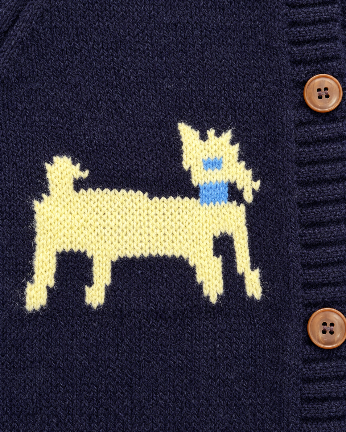 Women's Dog Wool Cardigan – Contrast Collar Button-Up Knit Sweater