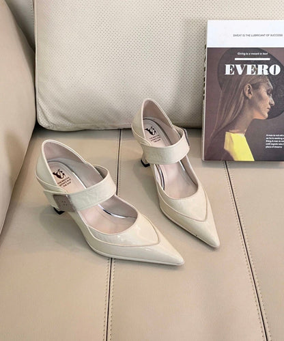 Stylish Splicing High Heels Blue Grey Cowhide Leather Pointed Toe