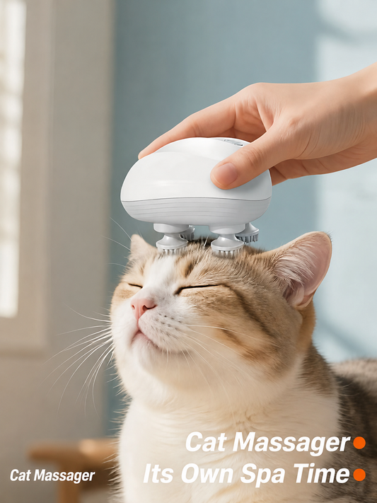 Quiet 4-Claw Cat Massager – Low-Noise Kneading Spa Brush for Relaxed, Happy Cats