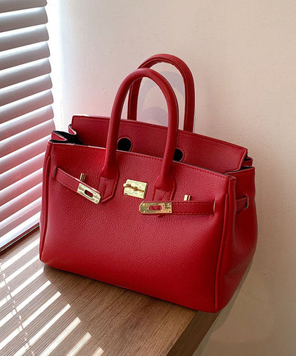 Classy Khaki Faux Leather Solid Durable Tote Handbag