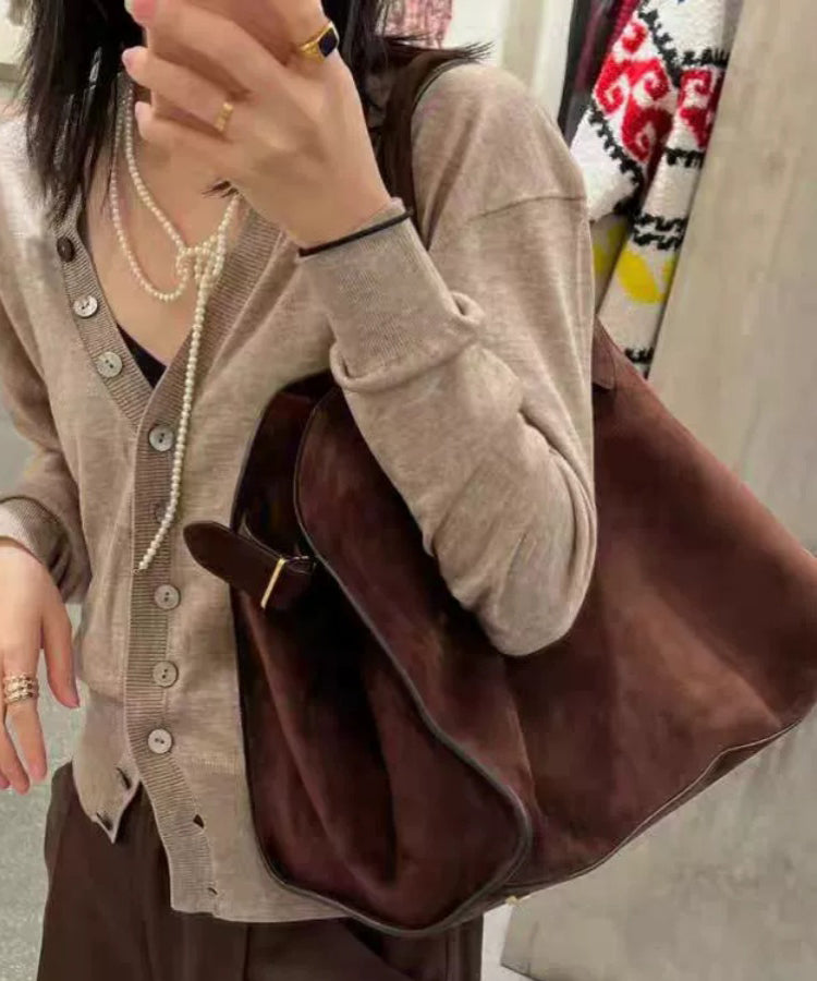Brown Large Capacity Handbag