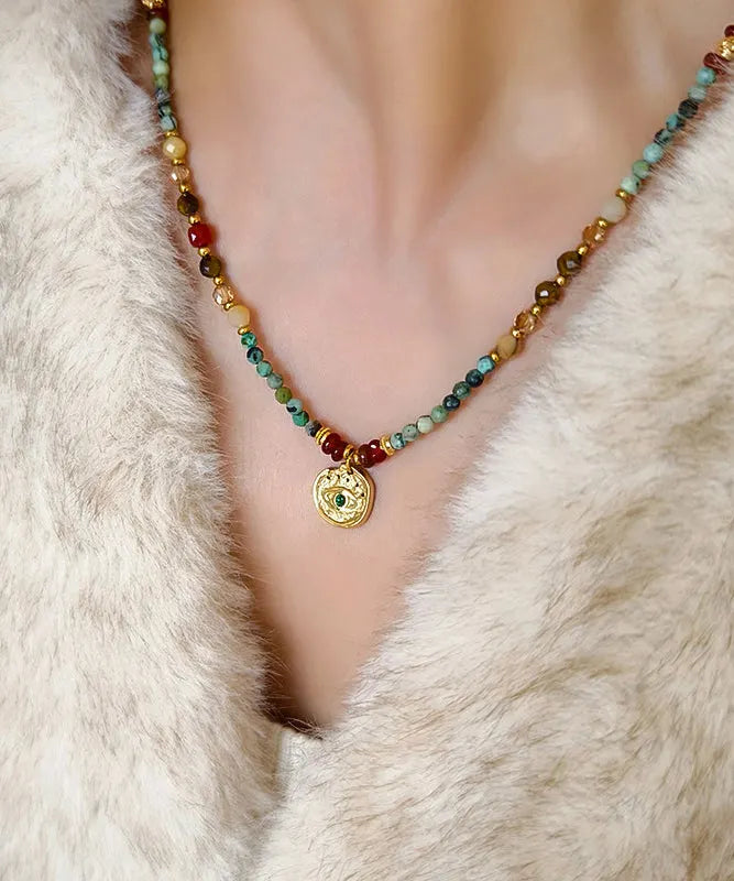 Retro Multicolour Ethnic Style Gratuated Bead Necklace Two Piece Set