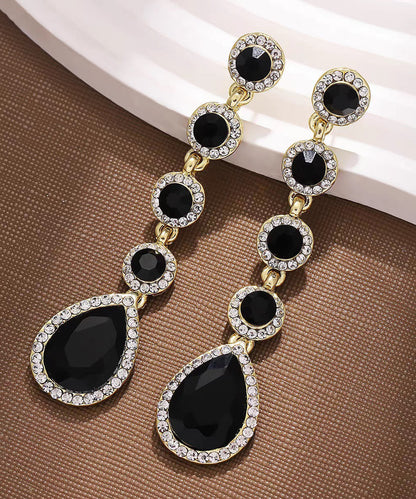 Boho Green Copper Alloy Zircon Crystal Water Drople Drop Earrings