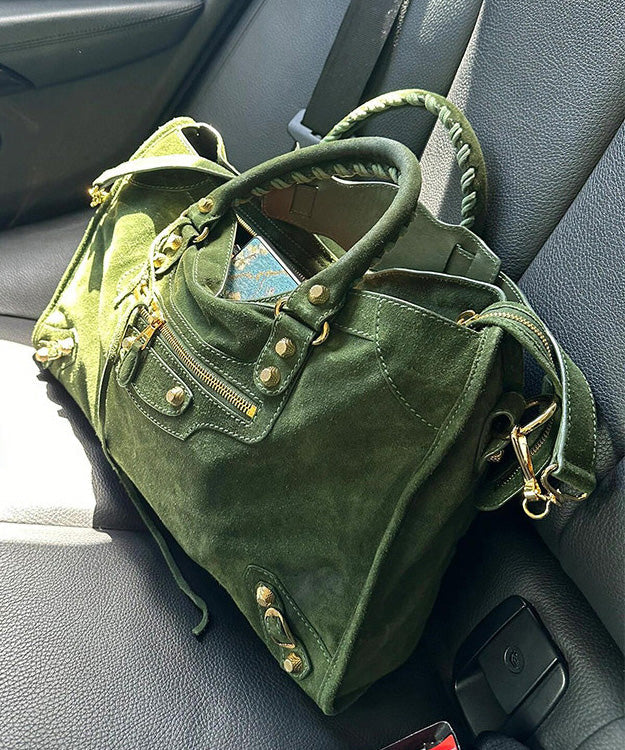 Casual Green Large Capacity Suede Tote Handbag