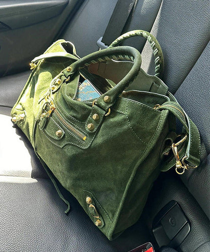 Casual Green Large Capacity Suede Tote Handbag