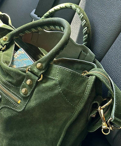 Casual Green Large Capacity Suede Tote Handbag