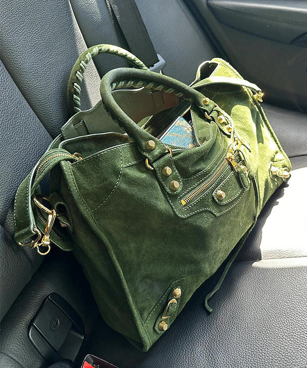 Casual Green Large Capacity Suede Tote Handbag