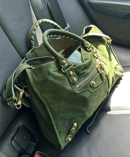 Casual Green Large Capacity Suede Tote Handbag