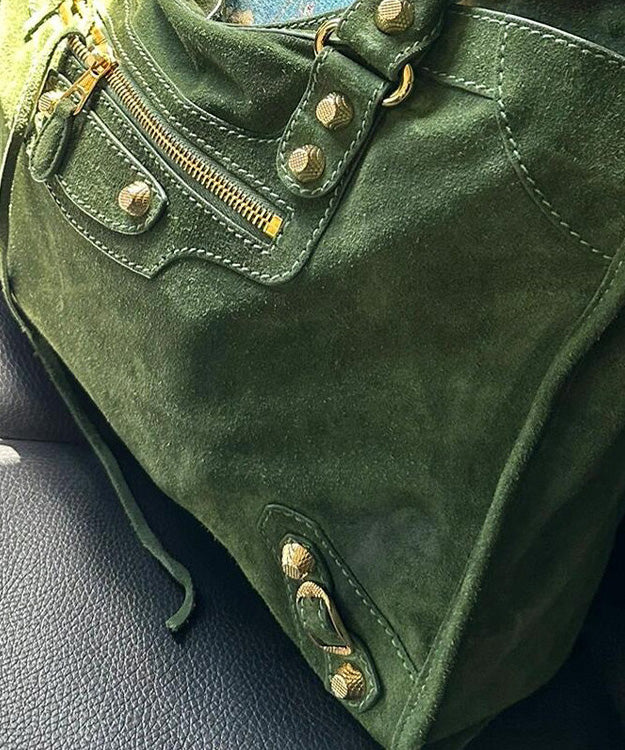 Casual Green Large Capacity Suede Tote Handbag