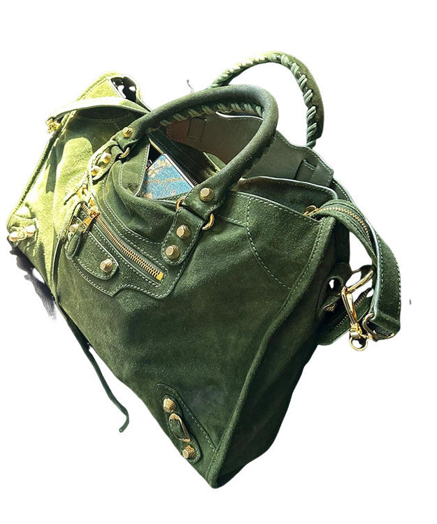 Casual Green Large Capacity Suede Tote Handbag