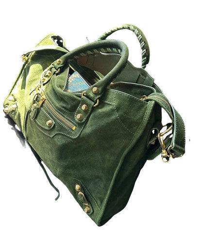 Casual Green Large Capacity Suede Tote Handbag