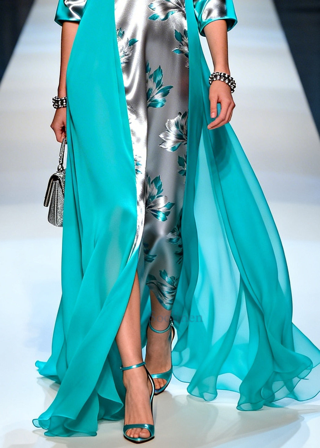 Casual Grey Asymmetrical Patchwork Silk Maxi Dresses Summer