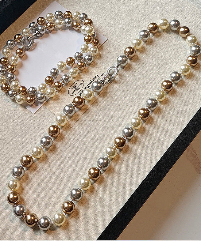 Fine Multicolour Pearl Fine Zircon Collar Necklace