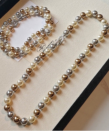 Fine Multicolour Pearl Fine Zircon Collar Necklace