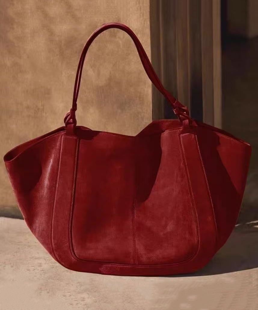 Handmade Red Large Capacity Faux Leather Tote Handbag