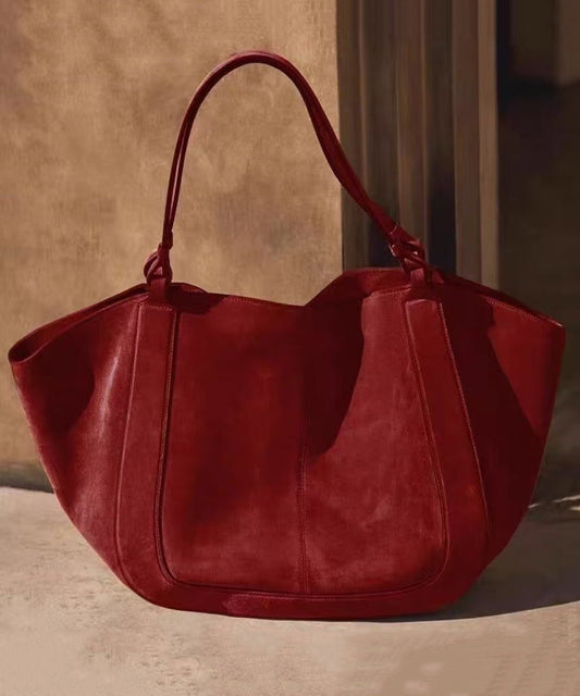 Handmade Red Large Capacity Faux Leather Tote Handbag