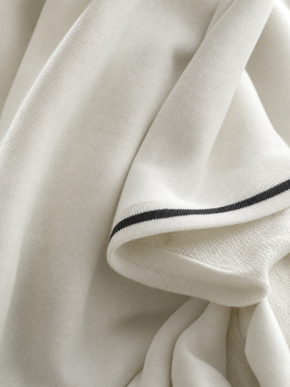 Women's Minimalist White-trimmed Button-down Collar Sweatshirt Maxi Dress