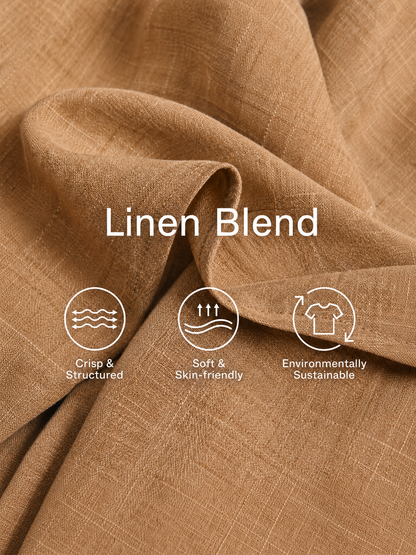 Women's Modern Minimalist Khaki Linen Blend Draped Asymmetric Short Sleeve Midi Dress