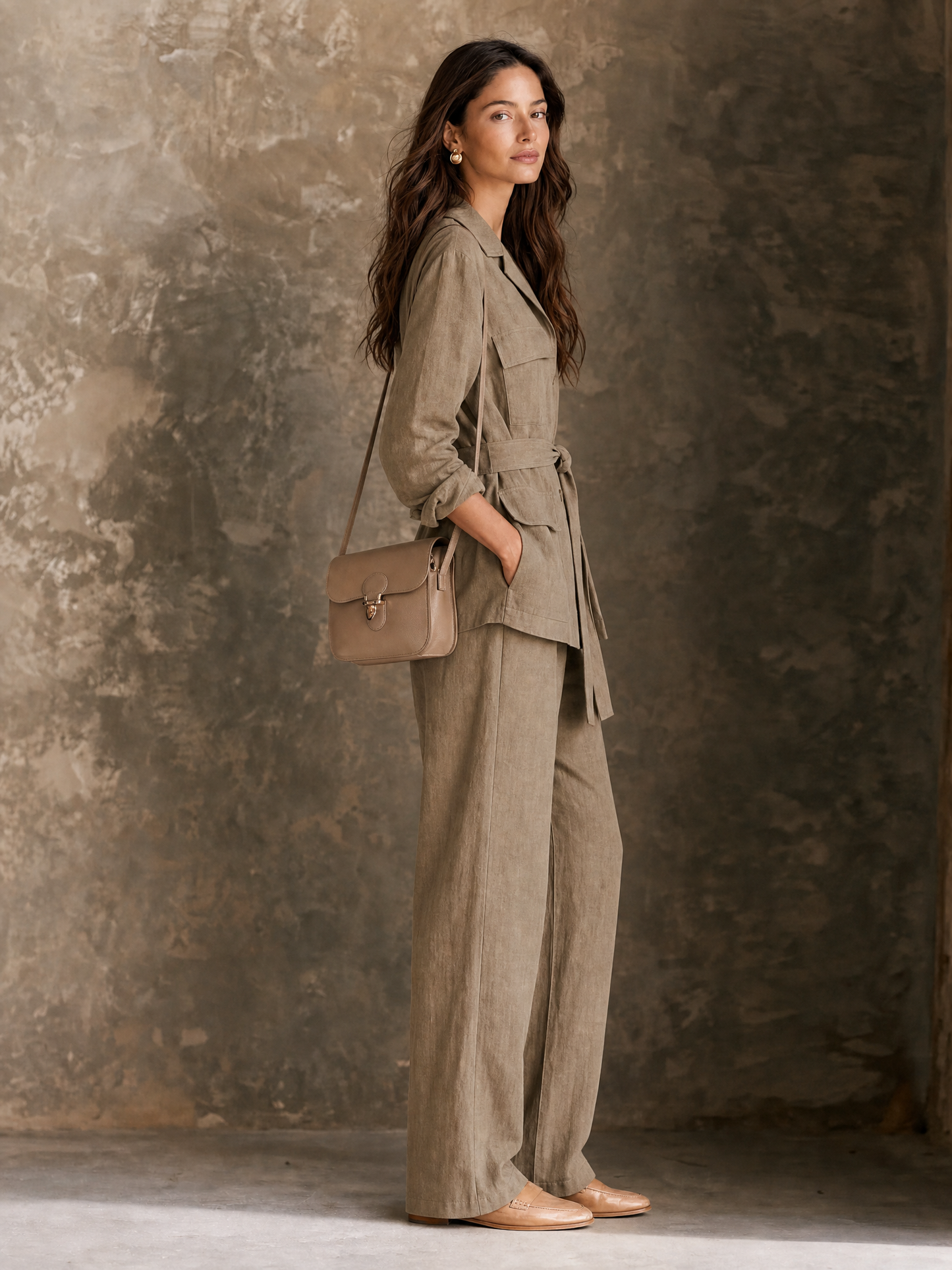 Women's Minimalist Multi-Pocket Belted Jacket