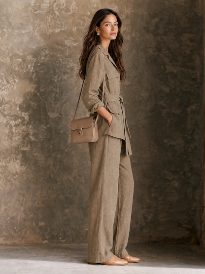 Women's Minimalist Multi-Pocket Belted Jacket