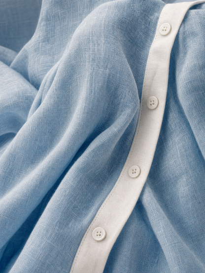 Women's Minimalist Linen Blend Short-sleeved Shirt Maxi Dress