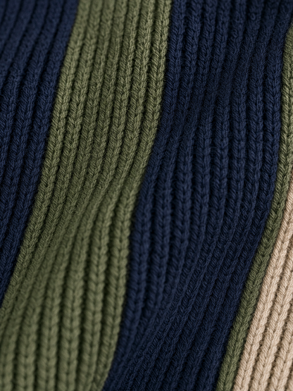 Women's Minimalist Vertical-Stripe Raw-Edge Sweater