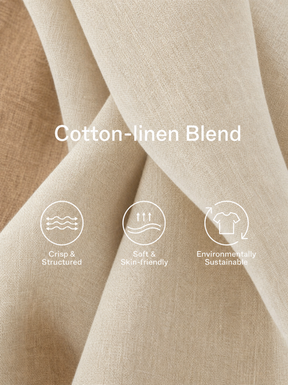Women's Casual Off-White And Khaki Color-Blocked Cotton And Linen Halter Neck Fitted Waist Mini Dress